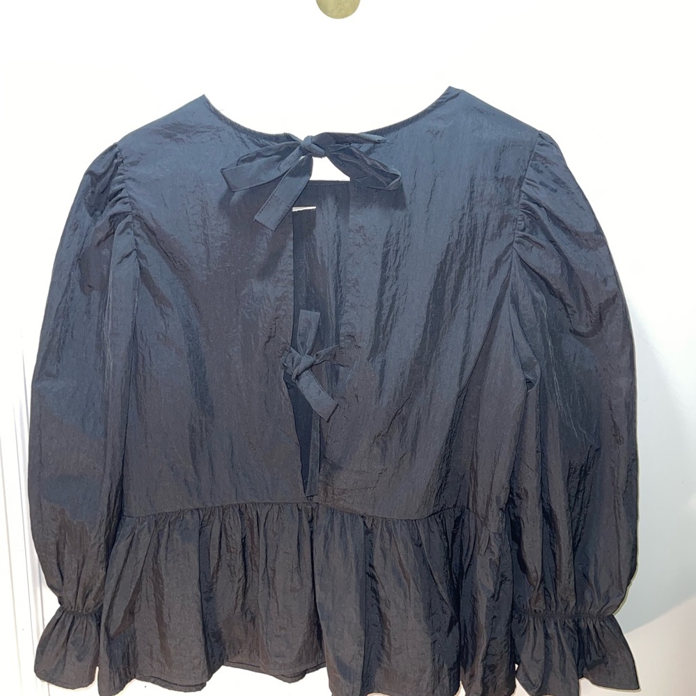 H&M Black Blouse with Bow Details